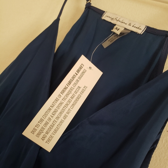 YOUNG FABULOUS & BROKE Dress Jameson Wrap Mini Dress in Jewel Blue Sky NWT - Picture 14 of 16